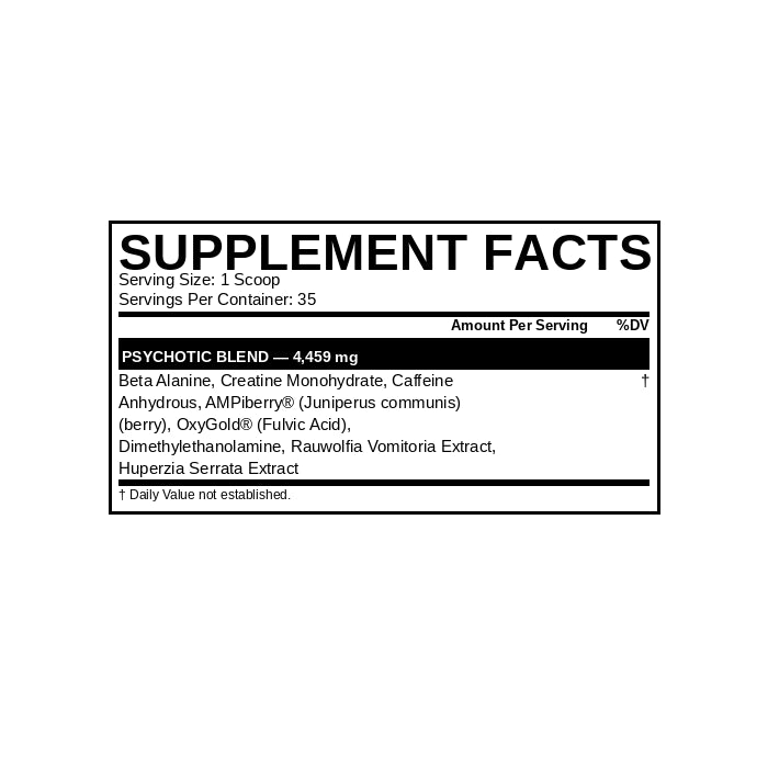 Psychotic Supplement Facts