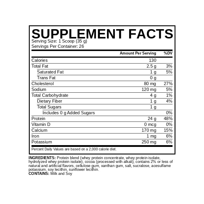 Rule1 Whey Protein Supplement Facts