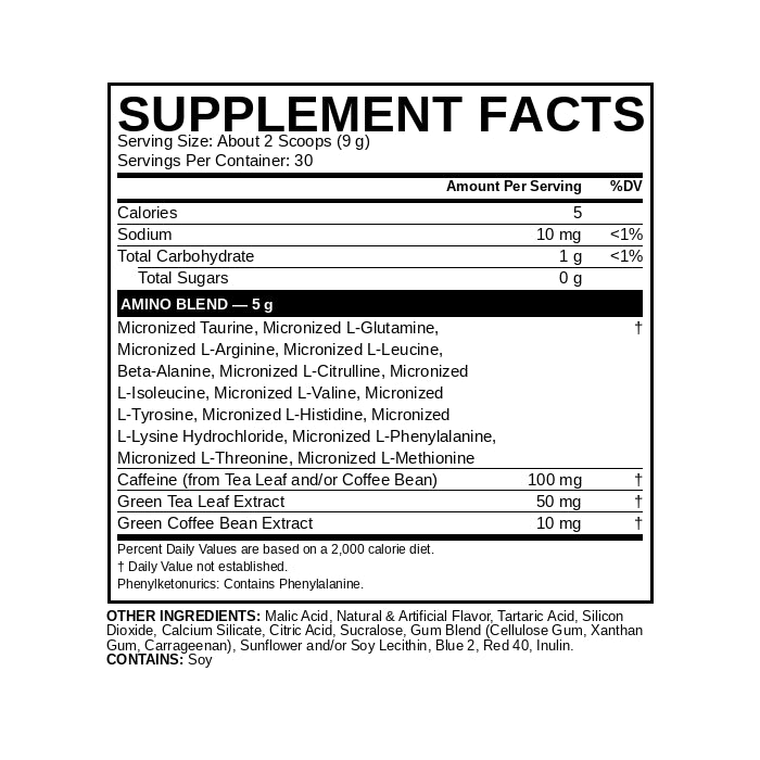 Amino Energy Supplement Facts