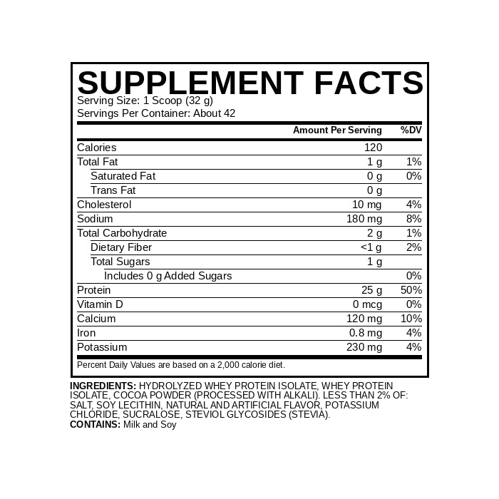 ISO 100 3 LBS Supplement Facts