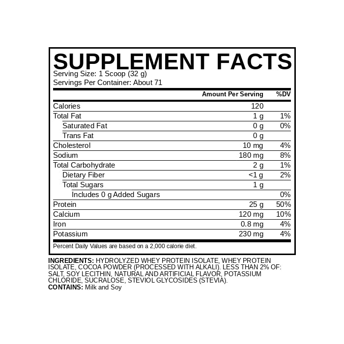 ISO 100 5 LBS Supplement Facts