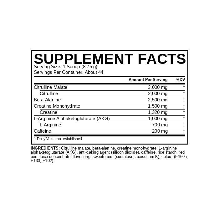 Shaaboom Pump Supplement Facts