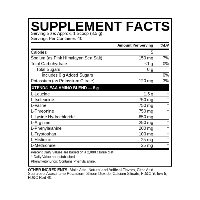 Xtend EAA Supplement Facts